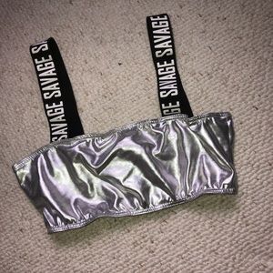 forever 21 silver crop top